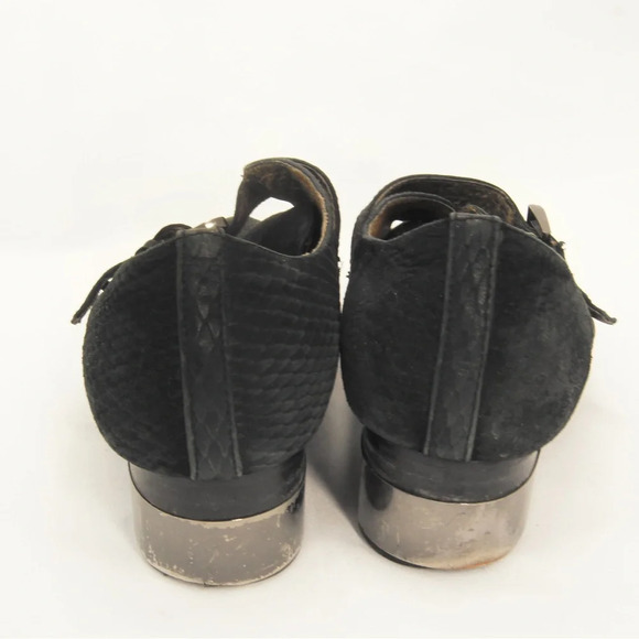 Jeffery Campbell Ibiza Black Leather Snakeskin Metal Heel Ankle Boots - Picture 5 of 5